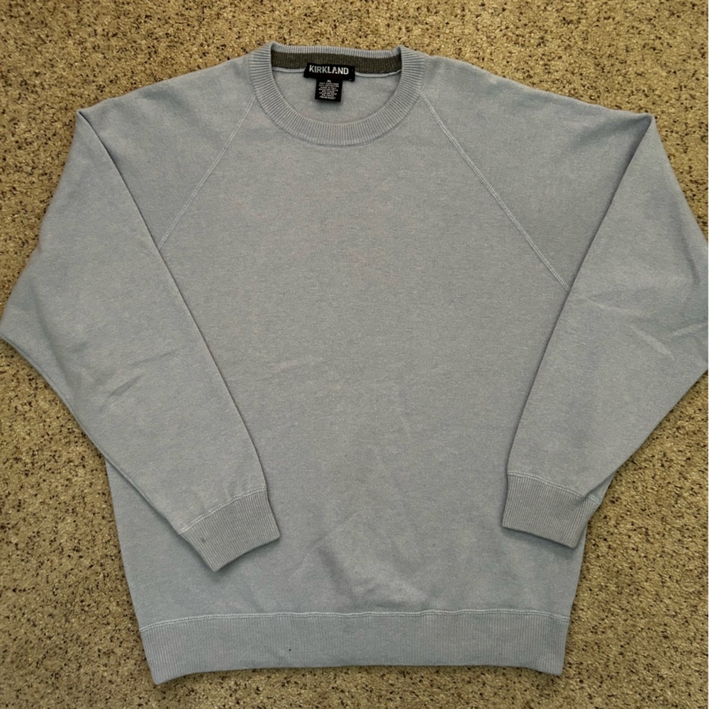 Kirkland Signature Cashmere Men's Light Blue Crewneck Sweater